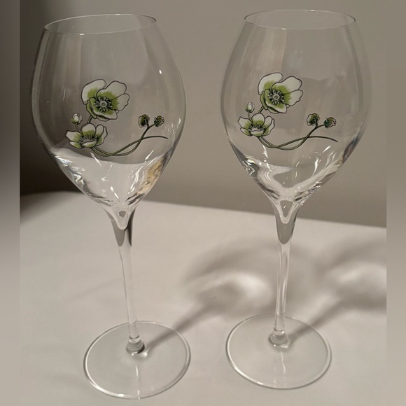 Pair Of Perrier-Jouet Fernando Laposse White Bee Champagne Glasses